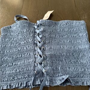 American Eagle Outfitters Denim Blue Lace-Up Crop Top